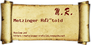 Metzinger Rátold névjegykártya